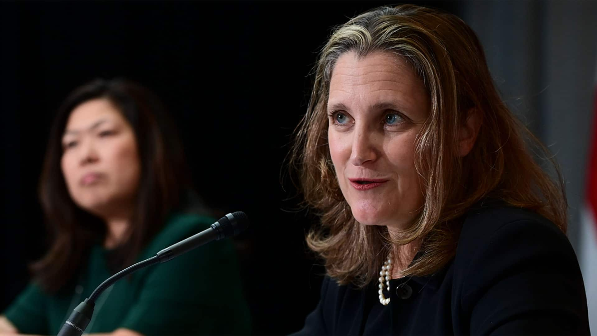 Canada’s Deputy Prime Minister Chrystia Freeland (R) and International Trade Minister Mary Ng